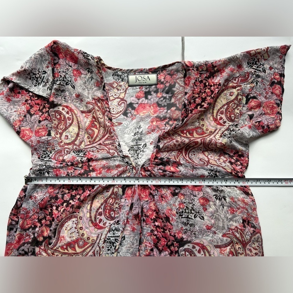 JOSA TULUM chiffon beach dress coverup red paisley pattern print - Picture 5 of 8